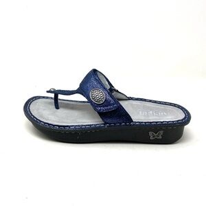Alegria Carina Thong Leather Comfort Sandal in 5th Dimension
